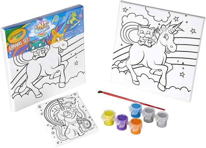 Crayola Unicorn Canvas Paint Set, Gift for Kids, Ages 3, 4, 5, 6, Multi-colored, One Size