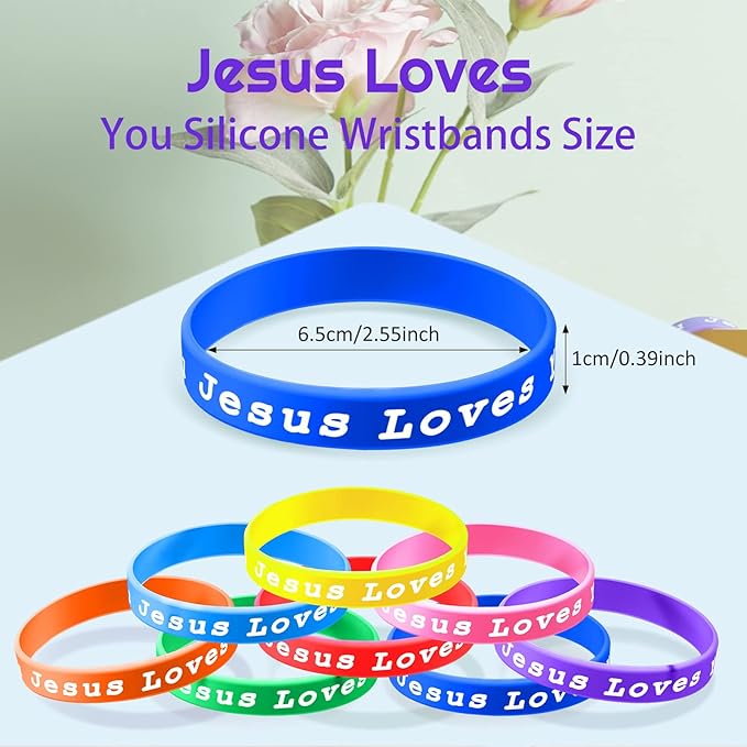 Skylety Jesus Loves You Silicone Wristbands Easter Rubber Wristbands Colorful Jesus Loves You Wristbands Christian Rubber Wristbands for Kids Novelty Party Favors(1000 Pieces)