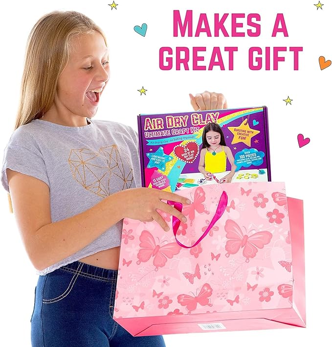 GirlZone Air Dry Clay Ultimate Craft Kit, Over 100 Piece Kids Modeling Clay Set, Air Dry Clay for Kids with No Baking Required, Arts & Crafts for Girls Age 3+ (Regular Size)