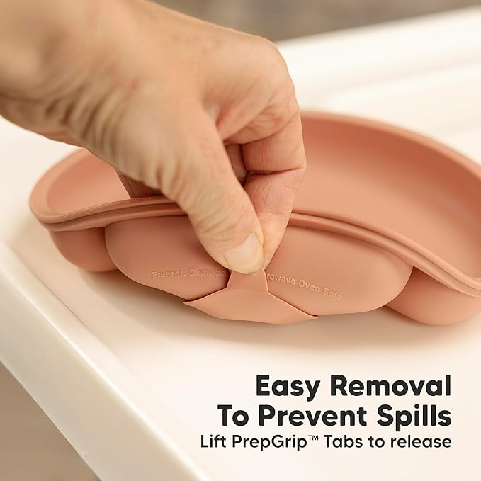 KeaBabies Suction Plates with Lids for Baby - 3-Pack 100% Silicone Suction Plates for Baby, Kids,Toddler Plates,Divided Baby Plates with Suction,Lids, BPA-Free, Microwave, Dishwasher Safe (Burgundy)