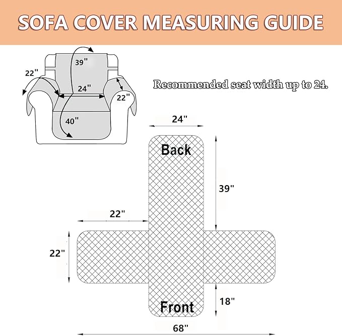 EVENHUG Recliner Sofa Cover Sunflower Sofa Slipcover Washable Couch Cover for Reclining Couch Furniture Protector Cover with Elastic Straps for Pets Kids Dog Cat (Recliner,Orange)
