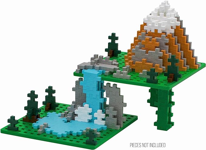 PLUS PLUS 240 Piece Interlocking Building Blocks for Kids, Open Ended Connecting Toys, STEM Bin Mini Manipulatives - Tropical Mix Play Tube & Baseplate