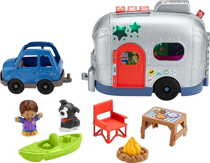 Fisher-Price Little People Toddler Toy Light-Up Learning Camper Playset with Smart Stages for Pretend Play Kids Ages 1+ Years