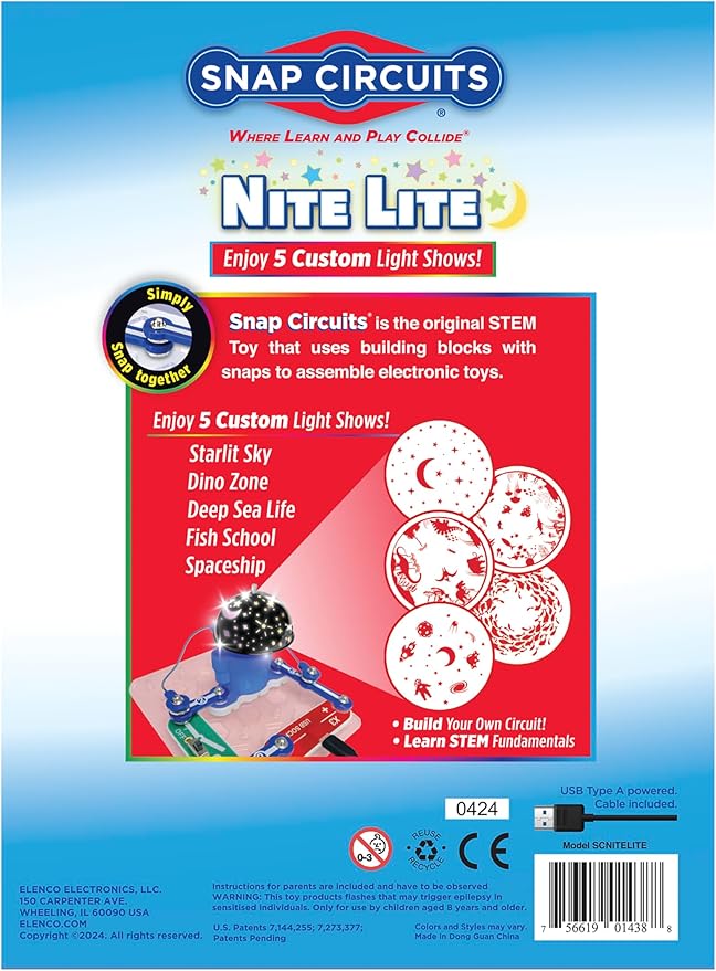 Night Light for Kids | Includes 5 Light Shows | Ages 5+ | Rotating Night Light Projector