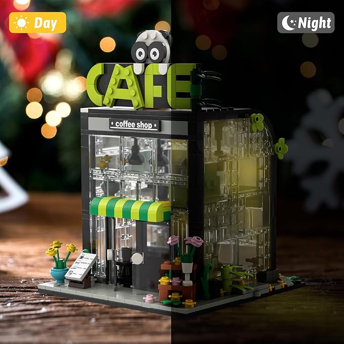 532pcs City Street Coffee Shop Building Blocks - Friend House Building Set, STEM Creative House Model, Great Present for Kids Boys Girls Ages 6+