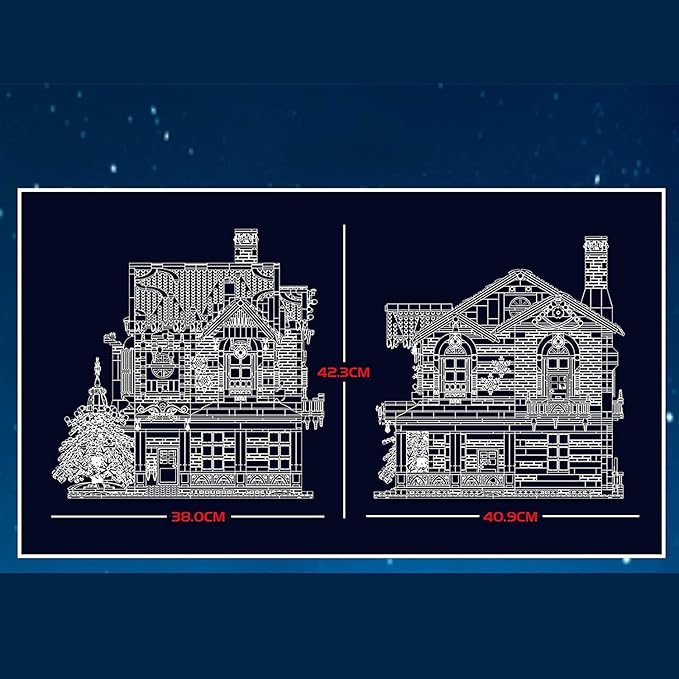 General Jim's Winter Theme Christmas City Building Blocks Set - Musical Christmas Bricks House with Lights - Great Family Build or for Teens and Adults