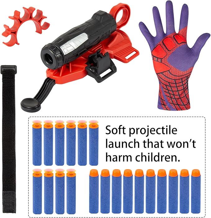 Spider Gloves Man Web Shooter Toy with Wrist, Spider Launcher Gloves Cosplay Toy Set for Kids