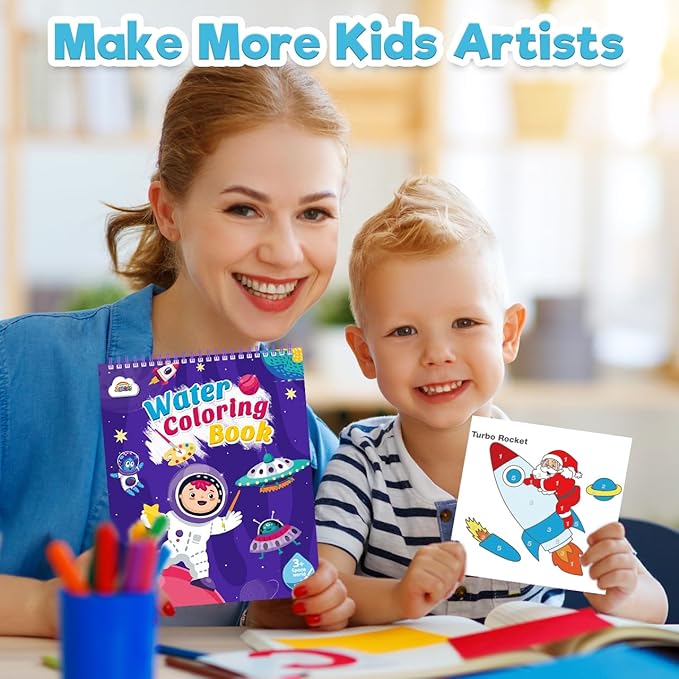 ZMLM Paint with Water Books for Kids - Easter Basket Stuffers Mess Free Coloring Activity for Toddlers - Arts & Crafts Gifts Toys for Valentines Birthday Christmas Boy Girls Ages 4 5 6 7 8(Sapce)