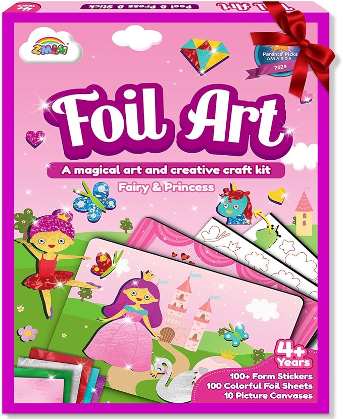 ZMLM Foil Art Kit for Kids - Arts Crafts Fun Mess Free Activity, Gifts for Ages 4 5 6 7 8 9 Girls Boys, Crafts for Kids Creative Birthday Easter Valentines Gifts Toys (Princess)