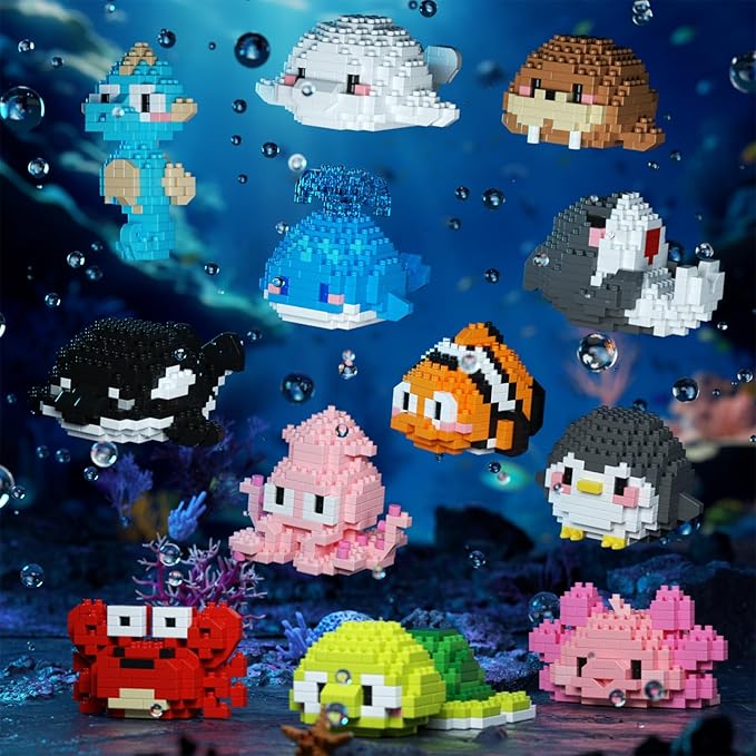Marine Animals Building Blocks Sets Mini Building Blocks Ocean Animal Sea Creatures Building Blocks Set Mini Building Blocks Toys STEM Gifts for Kids Adult(Seahorse)