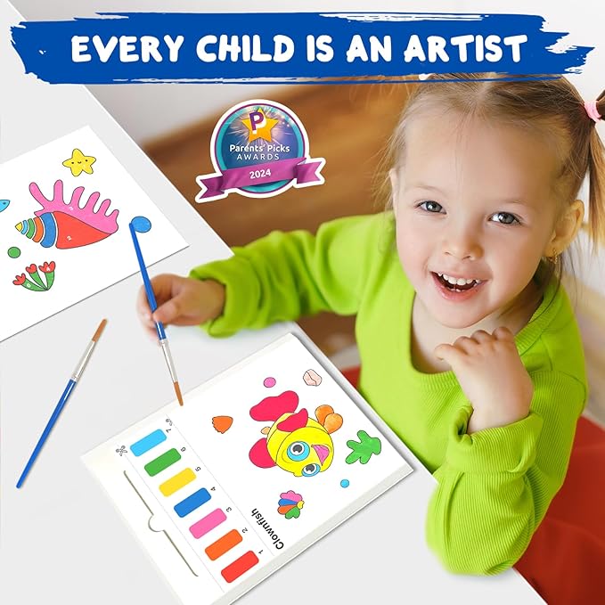 Water Coloring Books for Toddlers - Easter Basket Stuffers Watercolor Paint Book Drawing Art Paper for Kids Mess Free Craft Supplies kit Toy for Age 3 4 5 6 Valentines Birthday Gift(Sea)