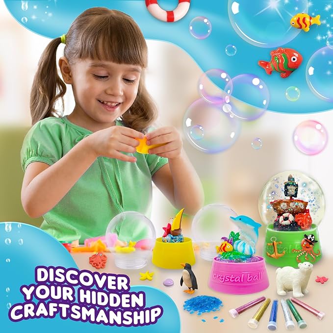 Make Your Own Water Globe - Snow Water Stem Projects DIY Activities Glitters Supplies Perfect Arts & Crafts Clay for Girls Boys Kids Ages 4-6 4-8 6-8 8-12+ Years Old Christmas Holiday Games