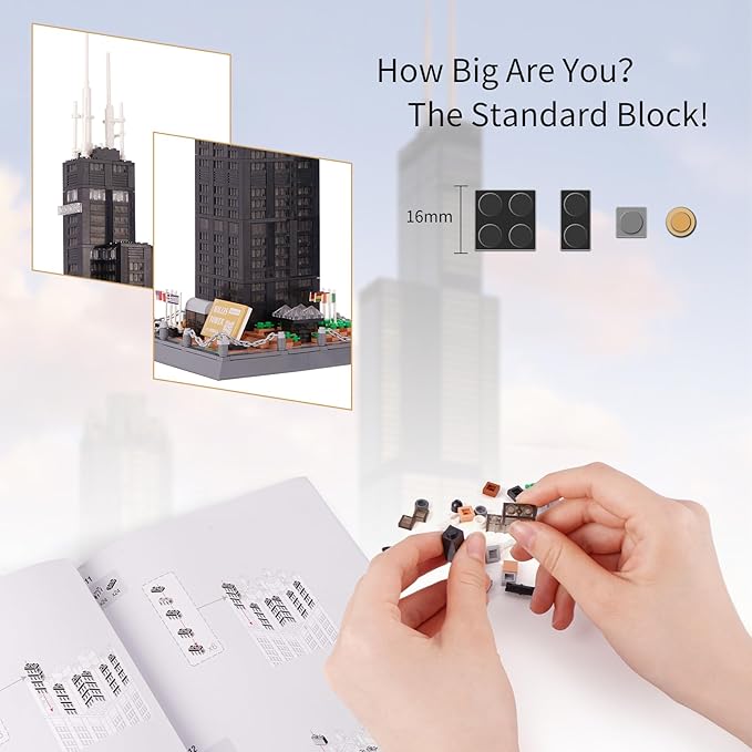 Oichy Willis Tower Model Building Kits, World Famous Architectural Building Blocks Set, Collection Willis Tower Toys Gifts Set for Adults and Kids(1241 PCS)