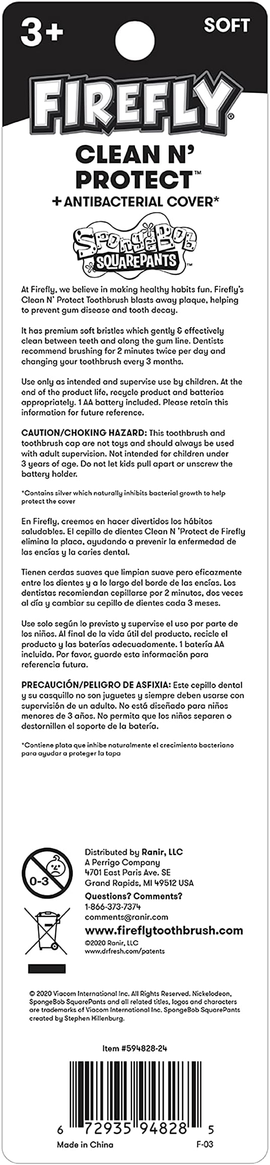 Firefly Clean N' Protect Spongebob Power Toothbrush, 1 Count(Pack of 1)