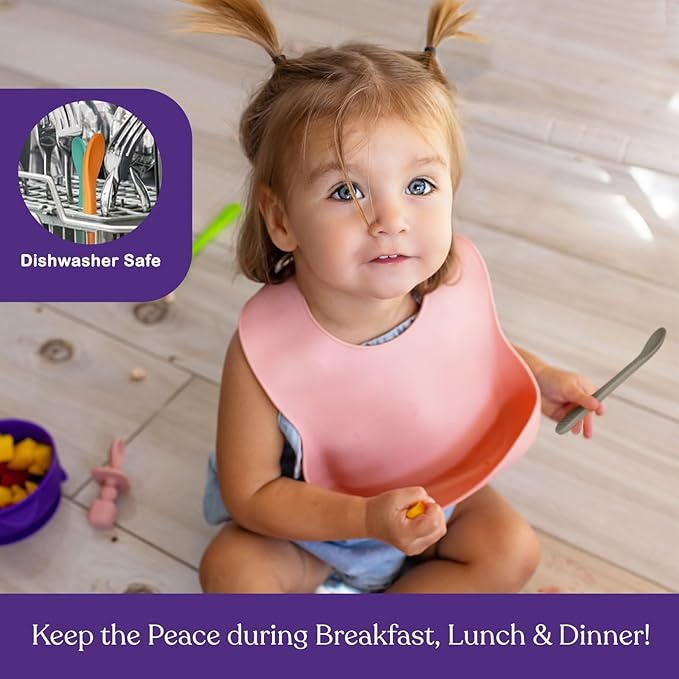 Baby Spoons First Stage Silicone Baby Spoon – Self Feeding Baby Utensils – Infant Spoons First Stage Baby Feeding Spoon - Soft & Gentle on Gums - BPA Free Silicone Baby Spoons Set (Pastel4)