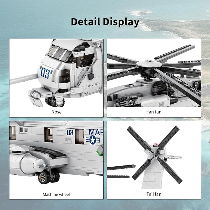 CH-53E Super Stallion Building Blocks and Construction Toy, Collectible Military-Themed Model to Build and Display, Great Gift for Military Fans (2192 PCS), 1:35 Scale