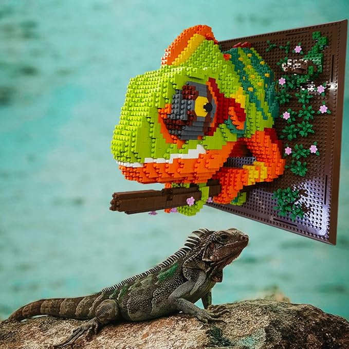 BDYDT Wall Art Chameleon Building Blocks Set; A Wall Decor Set for Adults Who Love Creative Hobbies(2688 Pieces) Toys Gifts for Kid and Adult