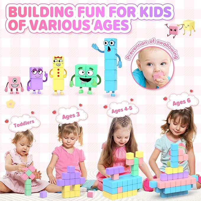 Magnetic Blocks - 35PCS Magnetic Building Blocks for Toddlers 1-3 STEM Magnetic Cubes for Kids Ages 2-4, Classroom Must Haves Magnet Toys for Kids Ages 3-5, Christmas Birthday Gifts for Girls & Boys