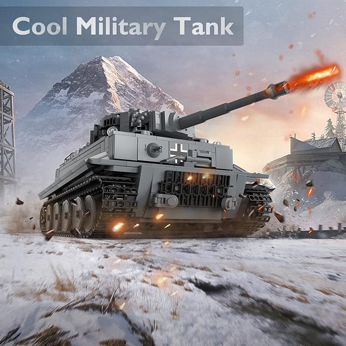 JMBricklayer Tank Building Sets for Adults or Boys - WW2 Military RC Tiger Army Tank Model Toy, Armed Construction Vehicle Set Ideal Gifts Toys 61501