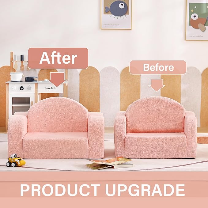 Tiita Kids Sofa, 2-in-1 Kids Sofa Chair, Convertible Children Couch to Lounger, Flip Out Kids Sofa Chair, Glow in The Dark Toddler Armrest Chair Bed for Girl or Boy (Grey Dinosaur)