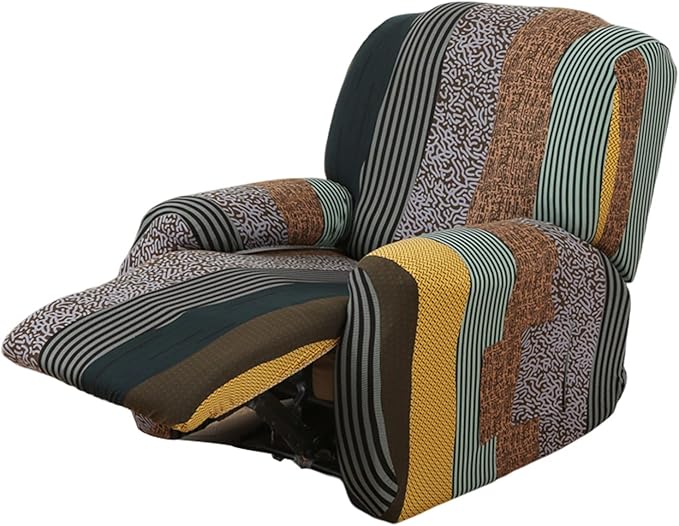 NILUOH Recliner Chair Covers 4-Pieces Stretch Lazy Boy Recliner Covers with Pocket Floral Pattern Reclining Slipcovers Soft Sofa Slipcover Furniture Protector for Pets Kids (Recliner, Pattern 21)
