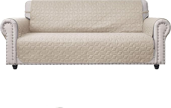 Ameritex Couch Sofa Slipcover 100% Waterproof Nonslip Quilted Furniture Protector Slipcover for Dogs, Children, Pets Sofa Slipcover Machine Washable (Beige, 68'')