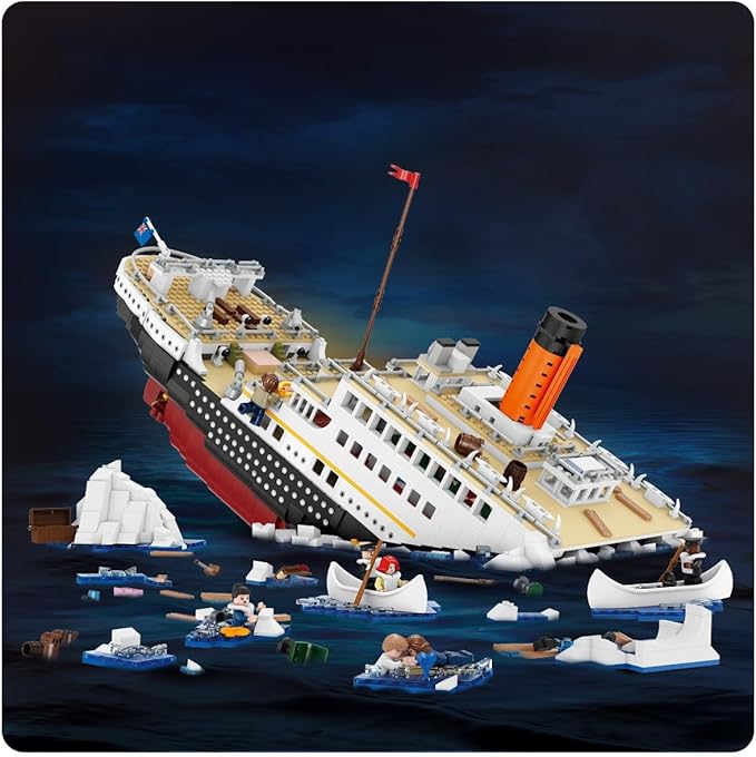 Cruise Sank Titanic Break in Half Building Block Set, 2882Pcs Titanic Blocks Cruise Ship Modle Kit, DIY Bricks Toys for Adults and Kids