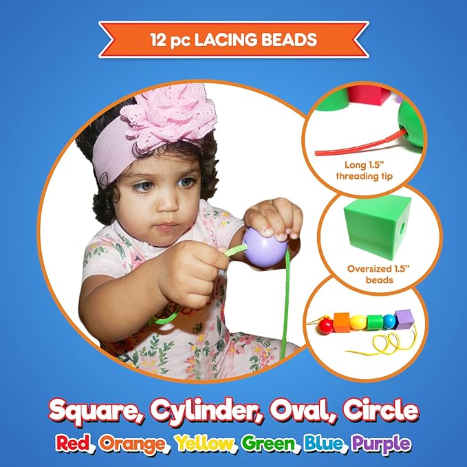 Kids Nuts and Bolts Set – Jumbo Matching Fine Motor Toy for Toddlers (12 pcs/Travel Backpack Included)… (Dog Backpack with Beads & Bolts)