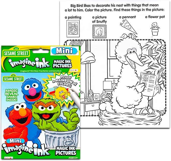Mess Free Coloring Book Set for Kids Toddlers - Bundle with 3 Imagine Ink Coloring Books with No Mess Invisible Ink Pens Featuring Cocomelon, Sesame Street, Lilo and Stitch