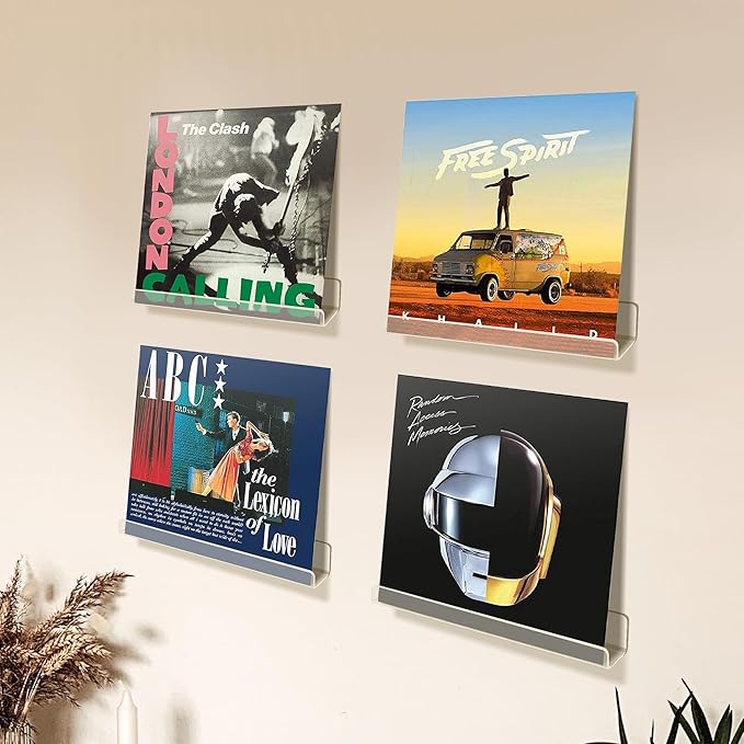 upsimples 12 Pack Vinyl Wall Mount Shelves, 12" Album Record for Storage & Display, Clear Acrylic Floating Shelf for Kids Bookshelf, Magazine Rack, Picture Ledge