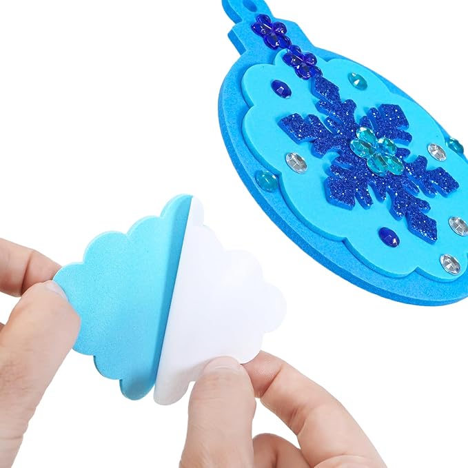 Winlyn 24 Sets Christmas Craft Kits Winter Crafts DIY Snowflake Baubles Ornaments Decorations Snowflake Foam Stickers Christmas Arts and Crafts for Kids Holiday Classroom Art Activities Party Favors