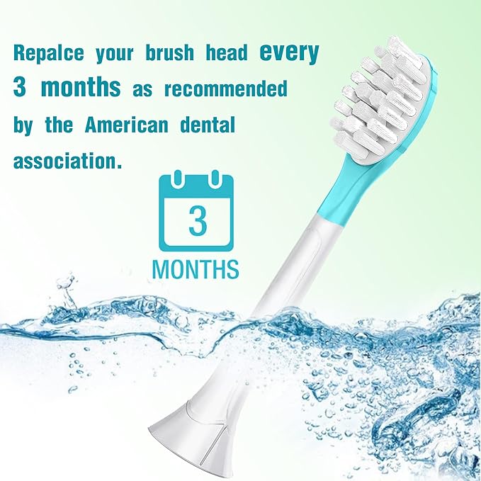 Kids Replacement Toothbrush Head Soft Brush for 7+ Child Plague Removal Blue 4 Pack & 4 Hygienic Cover Compatible with Phillps Kids Electric Toothbrush HX6320, HX6340, HX6032/94, HX6321, HX6042 Blue