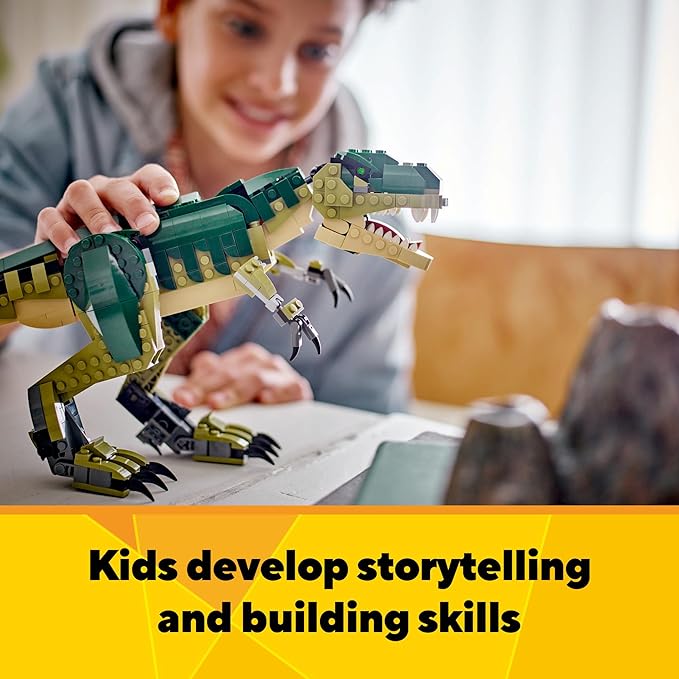 LEGO Creator 3 in 1 T Rex Toy - Dinosaur Toy Building Set for Kids, Boys & Girls, Ages 9+ - 3 Building Options, T-Rex to Triceratops to Pterodactyl - Gift Idea for Birthdays - 31151