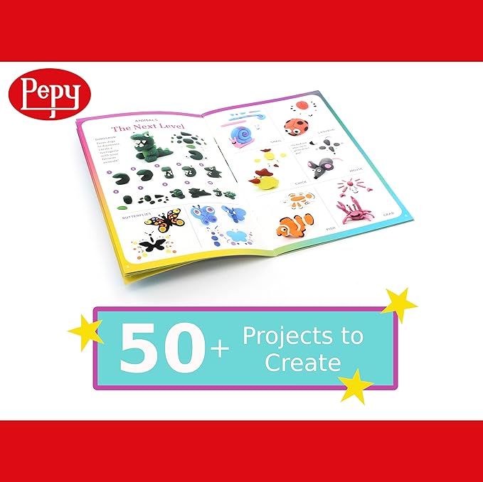 Pepy Plastilina Reusable and Non-Drying Modeling Clay Gift; Set of 24 Bars with Modeling Tools & Tutorial, 2 Each of 12 Colors, 1.4 oz Bars, Perfect for Arts and Crafts Projects