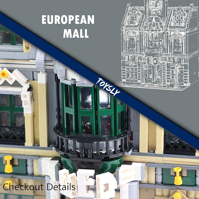 TOYSLY Street European Mall MOC Building Blocks and Engineering Toy, Construction Set to Build, Model Set and Assembly Toy for Teens and Adult 2039 Pieces
