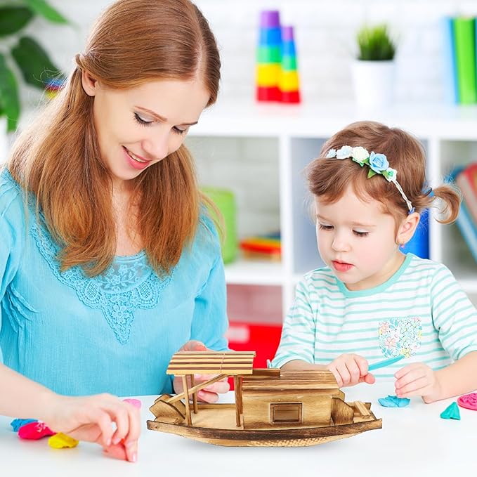 Vaguelly Boat Model Fishing Boat Decor Model Wood Canoe Juguetes Adultos Wood Trim Retro Model Mini Sailboat Figurine Wood Crafts for Kids Model Fishing Boat Wooden Boat Decorate Gift