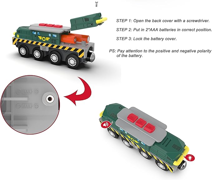 Train Toys for Wooden Train Tracks, Green Tank Battery Operated Locomotive with Magnetic Trains, Motorized Train Compatible with Thomas & Friends, Brio, Chuggington, Electric Train Sets for Kids