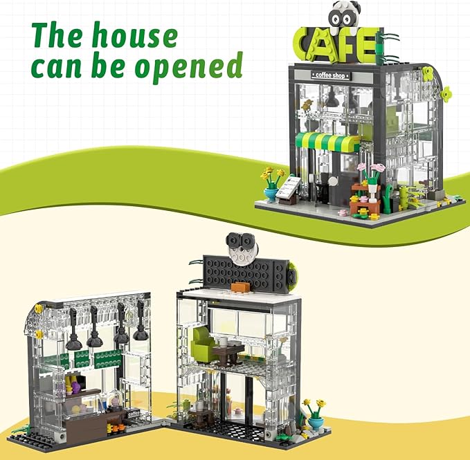 532pcs City Street Coffee Shop Building Blocks - Friend House Building Set, STEM Creative House Model, Great Present for Kids Boys Girls Ages 6+