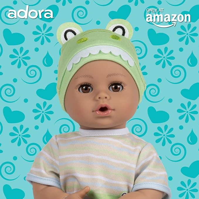ADORA Play Time Babies Collection, 13" Baby Doll with Doll Clothes and Accesories, Made with Sweet Baby Powder Scent, and GentleTouch Vinyl Body, Birthday Gift for Ages 1+ - Later Alligator