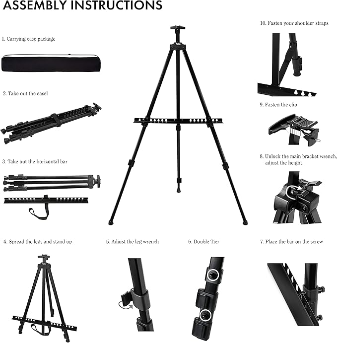Artify 73 Inches Double Tier Easel Stand, Adjustable Height from 22-73”, 3 in 1, for Painting and Display with a Carrying Bag, 4PACK