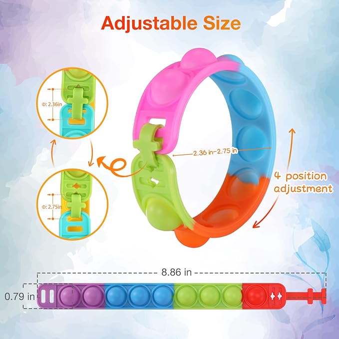 Kids Party Favors Pop Fidget Toys Bulk Its 24 Packs Fidget Bracelet It Birthday Party Favors for Kids Goodie Bags Stuffers Classroom Prizes Poppers Valentines Gifts for Students Girls Boys Cheap