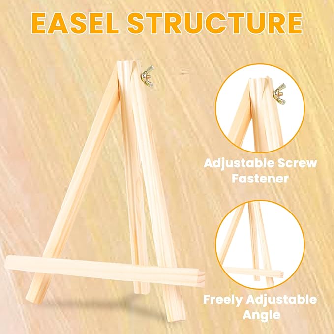 Rabbitale 156 Pcs Art Painting Kit Supplies Set for Kids to Party - 12 Packs of 120 Brushes, 12 Wood Easels(8 * 12in), 12 Canvas Panels(8 * 10in) & 12 Palettes(5in), No Paint