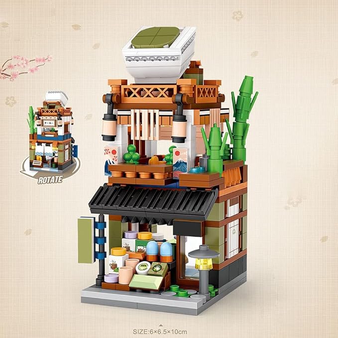 LOZ M6604 Mini Blocks Japanese Street View House Building Block Kit,1608 Pieces MOC Construction Creative Japan Architecture Model Set, Awesome Building Toys Gift for Kids and Adults