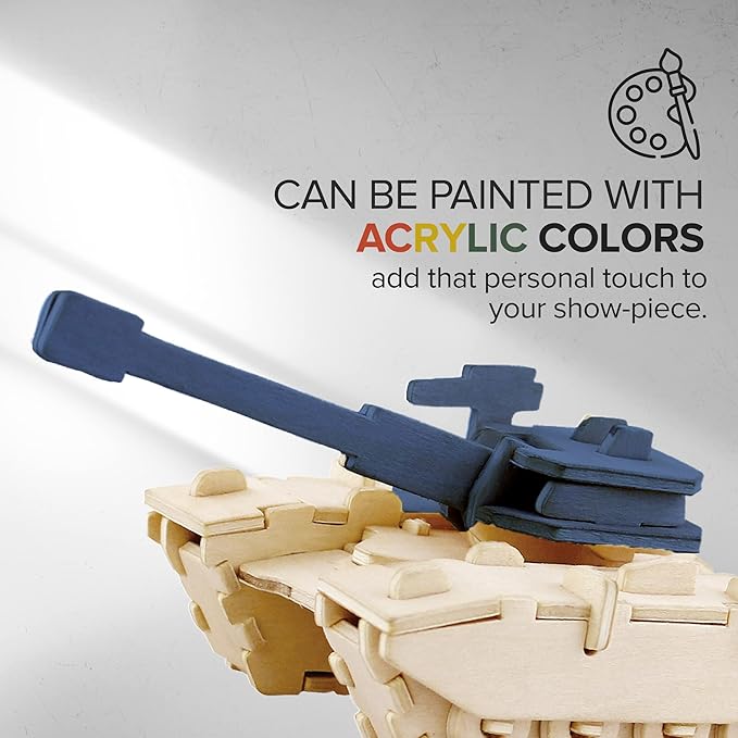 Hands Craft DIY 3D Wooden Puzzle – 6 Assorted Military Vehicles Bundle Pack Set Brain Teaser Puzzles Educational STEM Toy Adults and Kids to Build Safe and Non-Toxic Easy Punch Out Premium Wood JP2B6