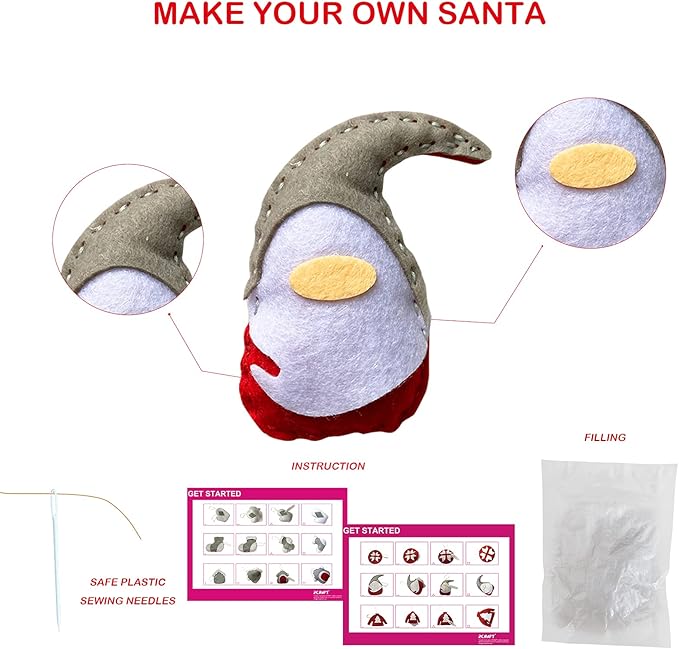 MOVEBO DIY Craft Sewing Kits for Christmas,Christmas Ornaments DIY Craft Kits for Kids (Christmas Ornaments DIY 1)