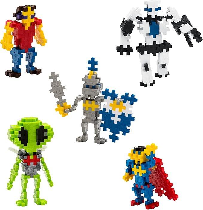 PLUS PLUS Building Block Playset Kit, Themed Figures 3D Puzzle, Fun Stem Toys for Kids, 350 Mini Interlocking Pieces - 5 Tube Bundle, Fantasy Battle
