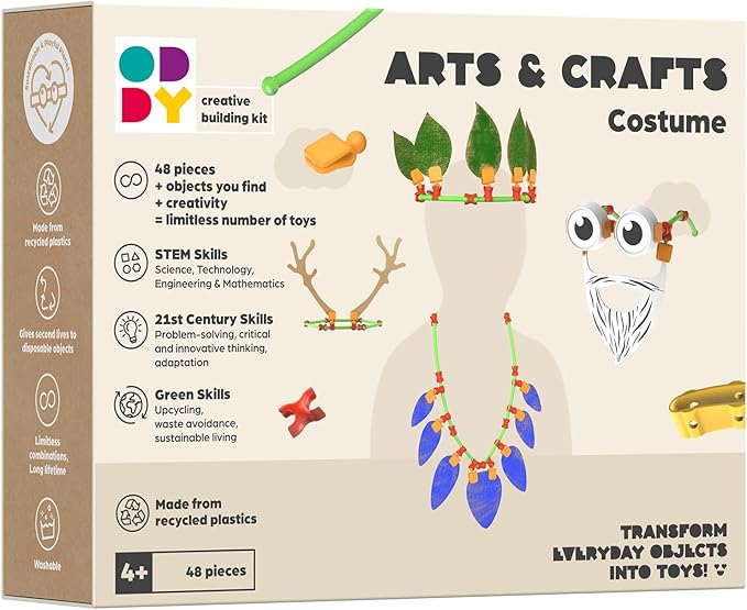 Oddy Arts & Crafts Creative Costume Building Kit - Eco-Friendly STEM Toy Set for Kids 4+