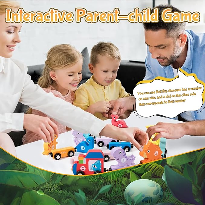 Toddler Boy Toys Age 1-3, Dinosaur Toy Wooden Magnetic Train Set with Playmat/Storage Bag for Baby Boy Birthday, Montessori Educational Toys for 1 2 3 Years Old Boys & Girls