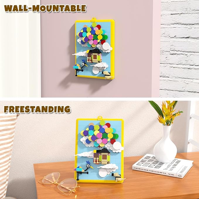 Kevin Bird Up Balloon House Building Toy Set, Compatible with Lego Up House Modern Art Flying House Building Kit, Build & Display Home Decor Wall Art, Birthday Gift Idea for Kids, Adults. 279 Pcs