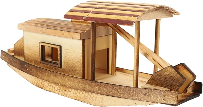 Vaguelly Boat Model Fishing Boat Decor Model Wood Canoe Juguetes Adultos Wood Trim Retro Model Mini Sailboat Figurine Wood Crafts for Kids Model Fishing Boat Wooden Boat Decorate Gift